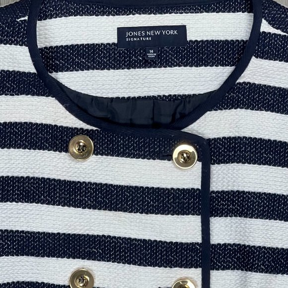 Jones New York Vintage Blue/White Stripes Size 14 Jacket - Picture 3 of 9